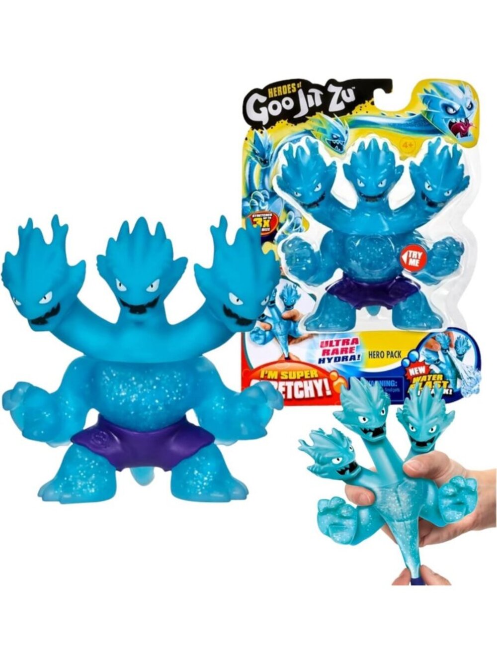 Ultra Rare 3-Headed Dragon Toy - Squishy, Super Stretchy, Water Blast Series